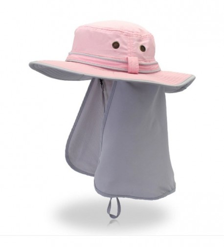 YOYEAH Unisex Quick Drying UV Protection Outdoor Sun Hat with Neck Flap - Pink - C2183CY8GUN