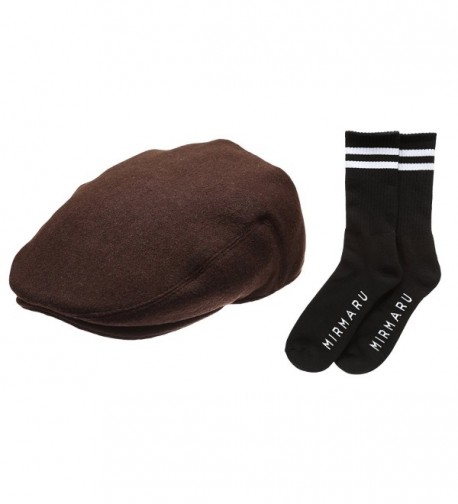 Newhattan Men's Premium Wool Blend Classic IVY Hat With Socks. - Darkbrown - CV12I5DZABX