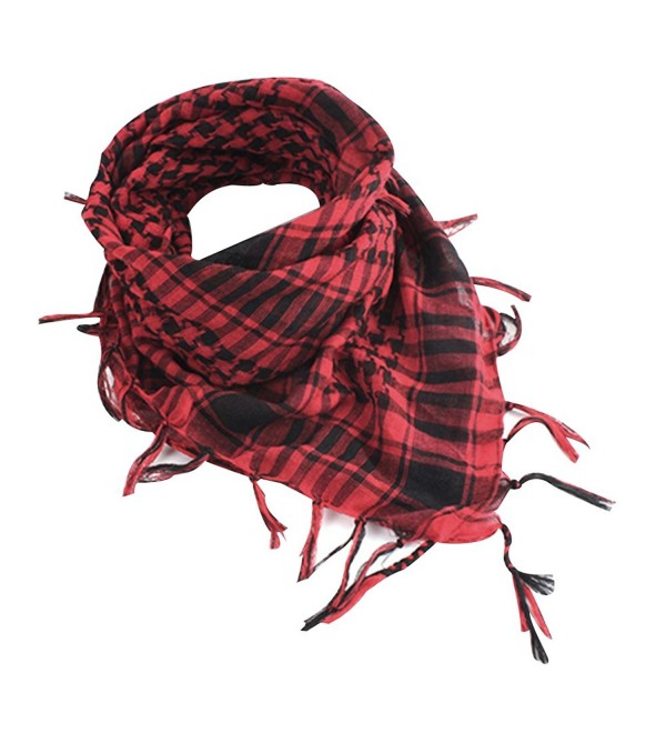 Yamalans Unisex Lightweight Plaid Tassel Arab Desert Shemagh KeffIyeh Scarf Wrap Pashmina - Red - CQ188KNU4O3