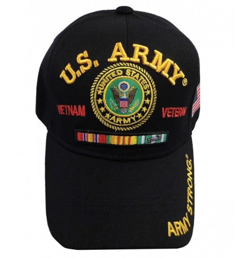 US Army Vietnam Veteran US Flag Bill Official Licensed Military Baseball Cap - Black - CU11JZT77BJ