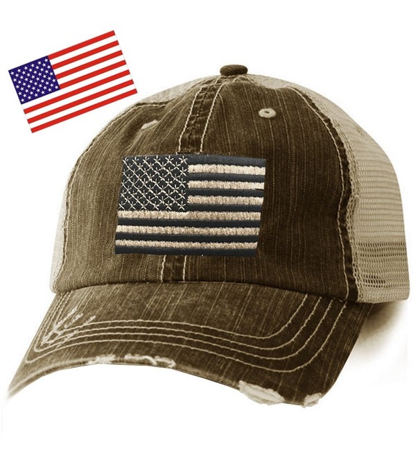 American Flag Distressed Cap - Free Flag Decal - Black - CP17Z50CZRT