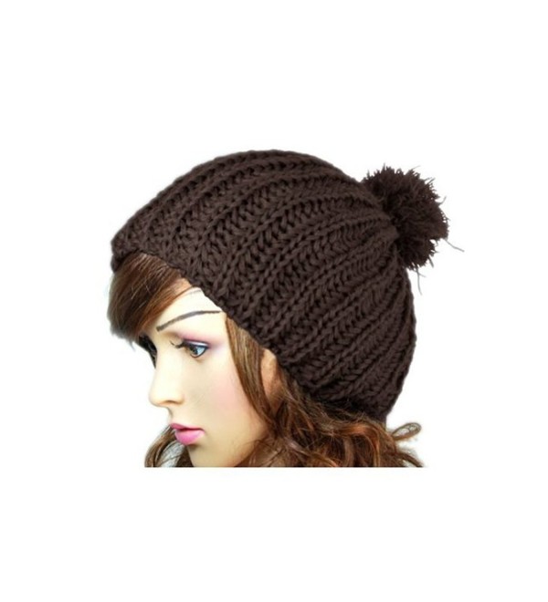 Dealzip Inc Trendy Women Winter Warm Knit Crochet Wool Snow Ski Beanie Hat Cap - Black - CI11R9GCBDJ