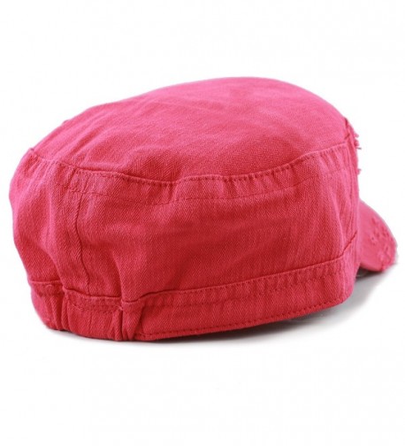 Womens Washed Herringbone Military Fuchsia in Women's Baseball Caps