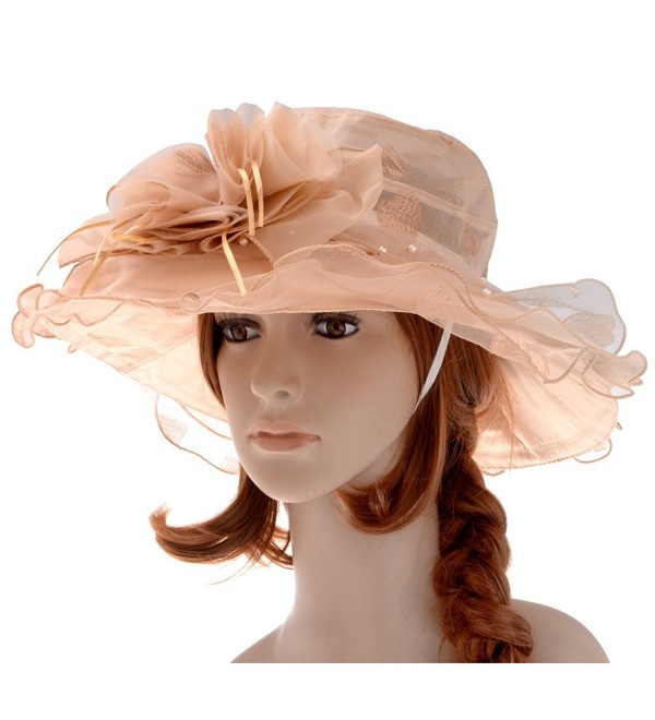 Women's Kentucky Derby Hat Large Brim Chiffon Lace Flounce Sun Hats ...