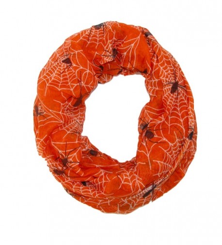 David & Young Women's Spider Web Halloween Holiday Infinity Loop Scarf - Orange - CL126OJ1Y8T