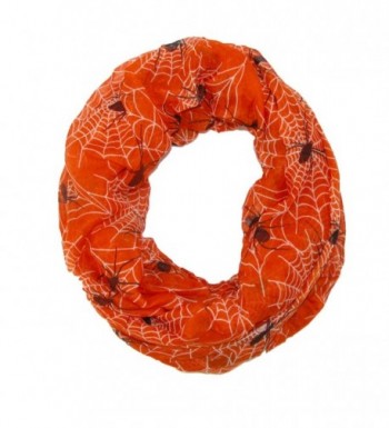 David & Young Women's Spider Web Halloween Holiday Infinity Loop Scarf - Orange - CL126OJ1Y8T