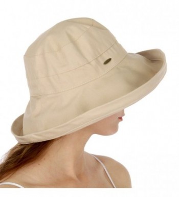 fashion2100 Serenita Cotton Cloche Hat - Khaki - CQ17WWU5Z24