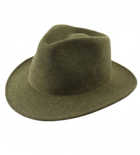 Classic Italy Men's Nude Traveller Teardrop Wool Felt Fedora Hat - Vert - CL18893YDR7