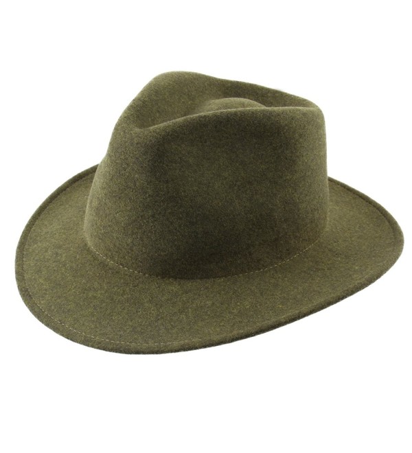 Classic Italy Men's Nude Traveller Teardrop Wool Felt Fedora Hat - Vert - CL18893YDR7