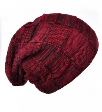 Joyingtwo Winter Warm Hat Thick Soft Knit Wool Fleece Slouchy Beanie Skully Cap For Men Women - Wine Red - CN187XYQYYZ