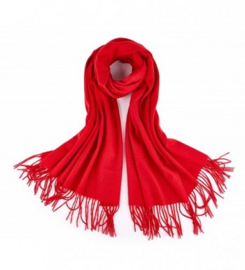 RIONA Women's 100% Merino Virgin Wool Large Scarf - Soft Warm Solid Cashmere Feel Poncho Cape - 17003_red - CV188IS98X4