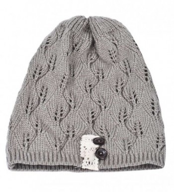 HANYI Leaves Hollow Knitting Gray in Women's Skullies & Beanies