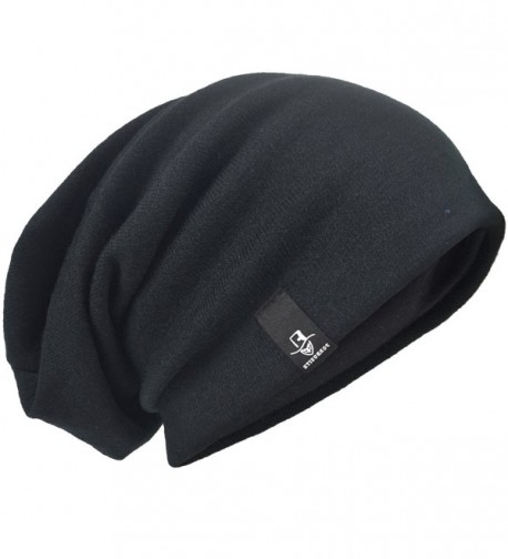 HISSHE Men's Slouch Slouchy Beanie Oversize Summer Winter Skull Cap N010 - Black - CZ18326EMKW