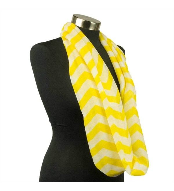 Adorox Pattern Print Fashion Chevron Sheer Infinity Circle Neck Scarf Warm Winter Light Weight - Yellow - CE11QLV1A7Z