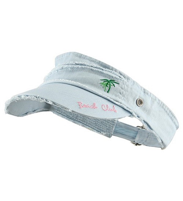 Beach Club Frayed Visor - Blue - C8112B7CWT9