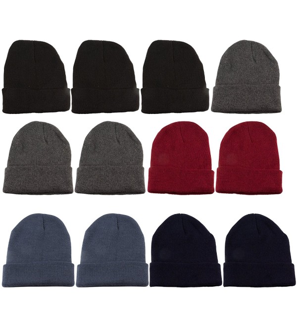 excell 12 Units Mens Womens Warm Winter Hats In Assorted Colors- Mens Womens Unisex - Assorted Solids (B) - CK11NSBO9BB