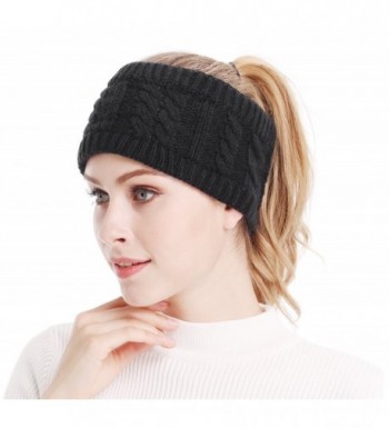 Women Girl Crochet Twist Hair Band Ear Warmer Cable Headband Hairband Head Wrap - Black - C812N7CM92G