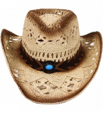 Women / Men's Summer Classic Western Cowboy Straw Hat - Beige - CU12O5XY5KX