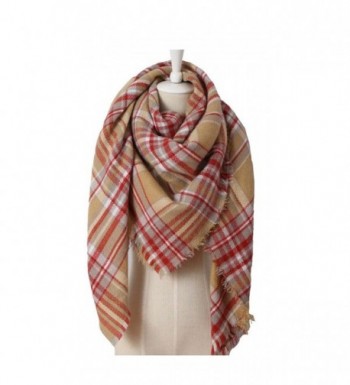 Jools & Eko Women's Popular Plaid Blanket Tartan Scarf Plaid - Camel Red - CA12NZOR440