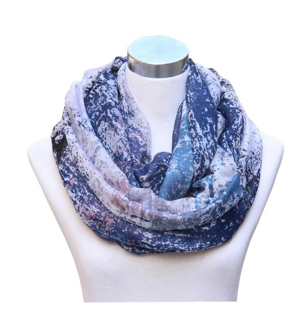 Lucky Leaf Women Lightweight Cozy Infinity Loop Scarf with Various Artist Print - Floral Blue - CQ17XQ6CT0C