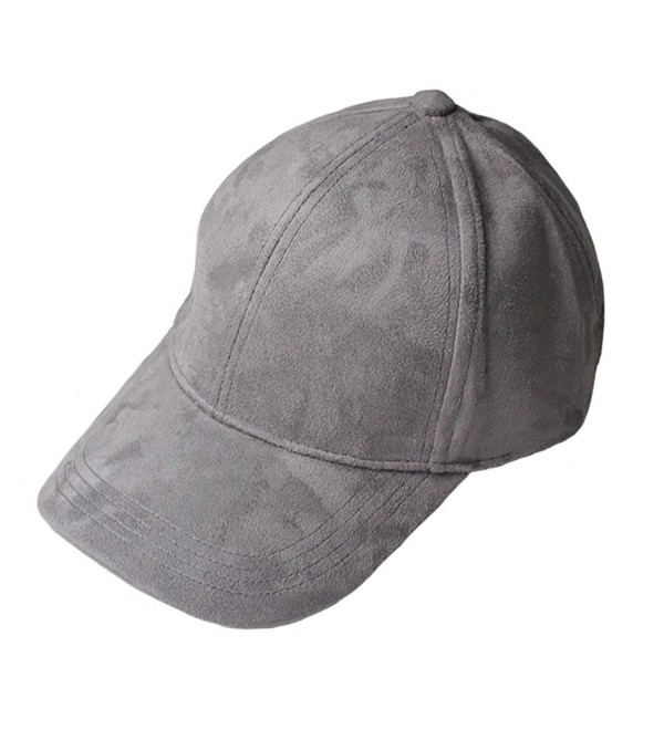VANCOL Soft Faux Leather Suede Hat Baseball Cap - Dark Grey - CU12NG6J2Q3