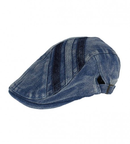 Denim Newsboy Jean Gatsby Cap Ivy Irish Flat Cabbie Driver Golf Hat BXG - Medium Blue - CT11U3P9STN