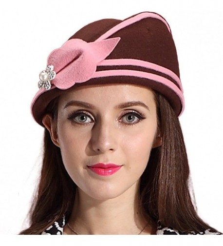 June's Young New Designs Beret Women Felt Hats & Caps Wool Occasion Hat - Brown - CG11RUFE6FP