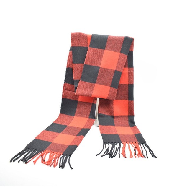 Winter Fashion Soft Cashmere Buffalo Check Print Scarf for Men Women - Red - CN1875KWQW5