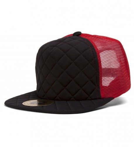 TopHeadwear Quilted Adjustable Trucker Hat - Red/Black - CF11NXBY2AD