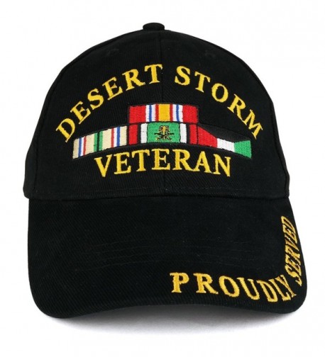 Armycrew Desert Storm War Veteran Ribbon Embroidered Structured Baseball Cap - Black - CT185GD8HS8