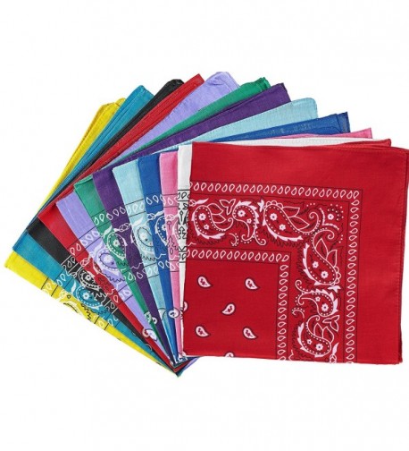 NJ Novelty - Dozen Paisley Bandanas + One Pre-tied Paisley Bandana Biker Du Rag - Assorted - CP12JB2V2FL