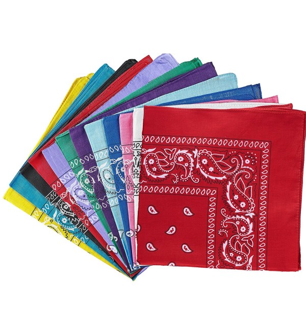 NJ Novelty - Dozen Paisley Bandanas + One Pre-tied Paisley Bandana Biker Du Rag - Assorted - CP12JB2V2FL