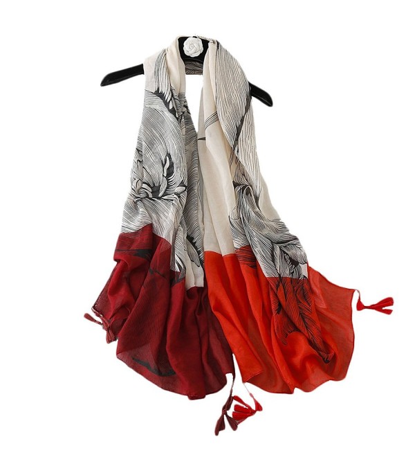 Women Infinity Scarves Lightweight Large Shawl---Gradient Color-Sun Protection - Twin Flower-red - C3184HNR0L5