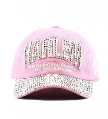 The Hat Depot 200H4320 Bling Studded Rhinestone Harlem Adjustable Baseball Cap-4colors - Pink - CW125F822O5