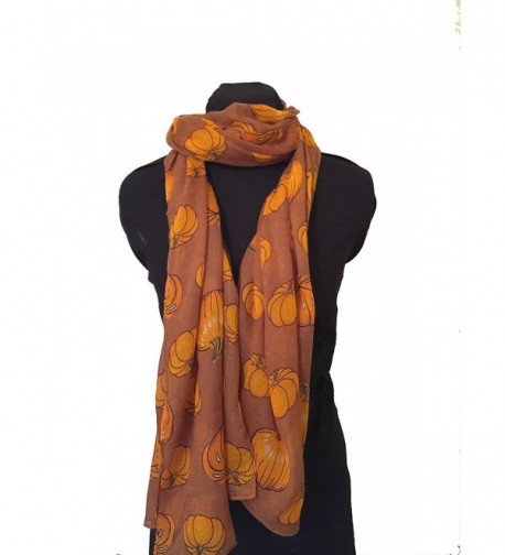 Pamper Yourself Now Women's Pumpkin Halloween Design Scarf - Brown - CS12BZDMJFB