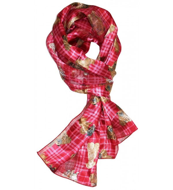 Ted and Jack - Plaid Pups Print Silk Feel Scarf - Red - CE12MAW5508