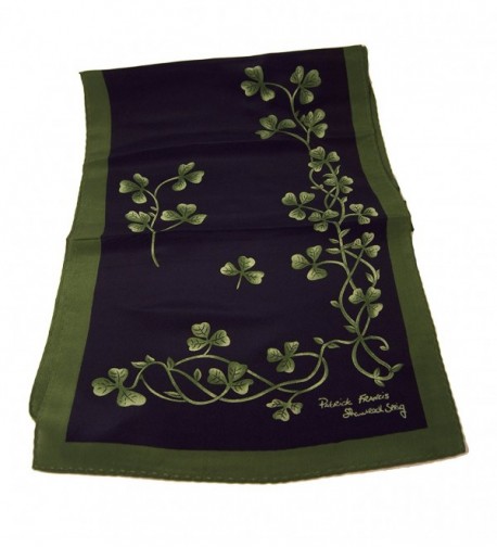 Navy & Green Shamrock Sprig Silk Scarf - C0114AYPK2B