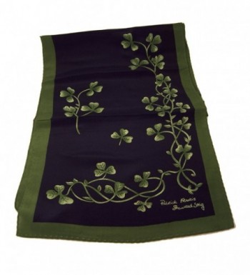 Navy Green Shamrock Sprig Scarf