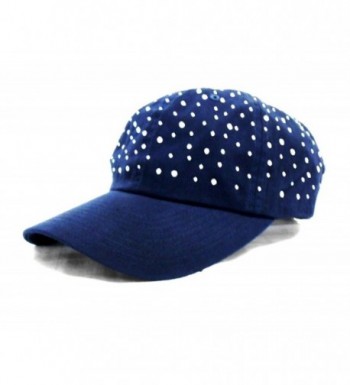 Baseball Cap with Scattered Rhinestones (Navy) - CL11KL38Q5T