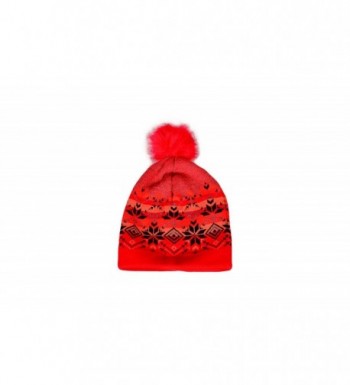 MATCH MUCH Beanie Hat Knitted Hat With Pom Pom - Red - CA12N8OYLRT