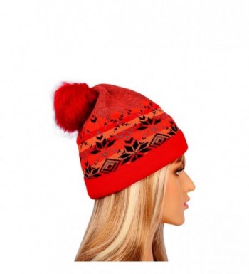 MATCH MUCH Knitted Snowflake Pattern in Women's Skullies & Beanies
