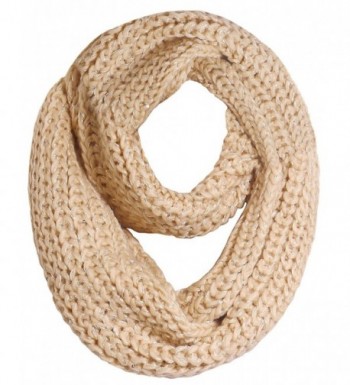 LRKC Womens Knitted Winter Infinity - Beige - CK12NYFB0DQ