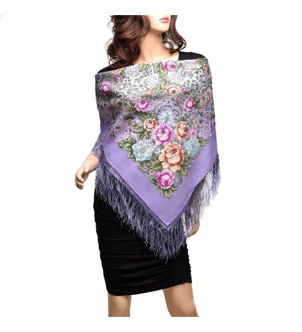 Pavlovo Posad Russian Shawl Purple №128 100% Wool 35x35'' - CN12GC66JWZ