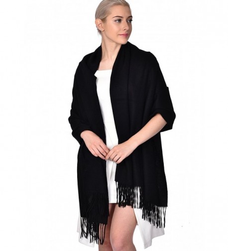 ADVANOVA Ideal Gift for Women 100% Wool Pashmina Large Size Blanket Scarf Spring Evening Wrap - Black(gift Box) - C5186D00UOG