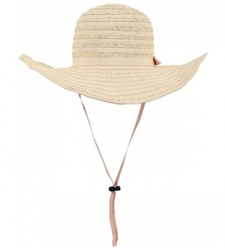 D Diana Dickson Womens' Wide Brim Floppy Summer Beach Sun Hat - Beige - CN1808MTCI6