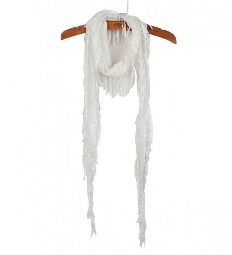 YYSTAR Women's Long Slim Tassel Cotton Neck Scarf Soft Knit Wrap White - CA11VYKDP27