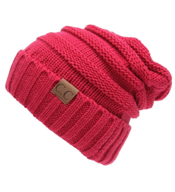 AIJIAO Winter Hats Women Cap Crochet Knit Thermal Slouchy Beanie Hat - Rose Red - C312NDVRB9H