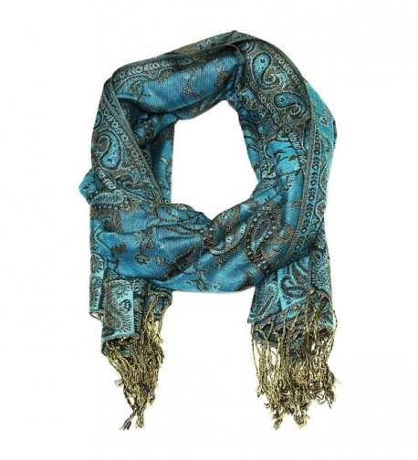 Falari Womens Pashmina Turquoise A05 13 in Wraps & Pashminas