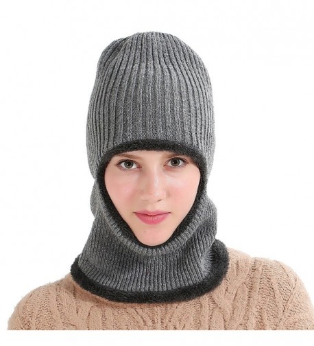 Runtlly Windproof Ski Face Mask Winter Hats Warm Knitted Balaclava Beanie Hat - Gray - CC1878E0ZAO