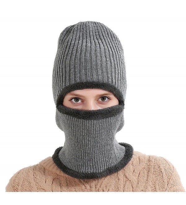 Windproof Ski Face Mask Winter Hats Warm Knitted Balaclava Beanie Hat Gray Cc1878e0zao